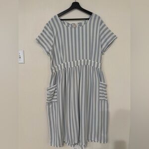 NWT Dress in Blue and White Stripes linen rayon